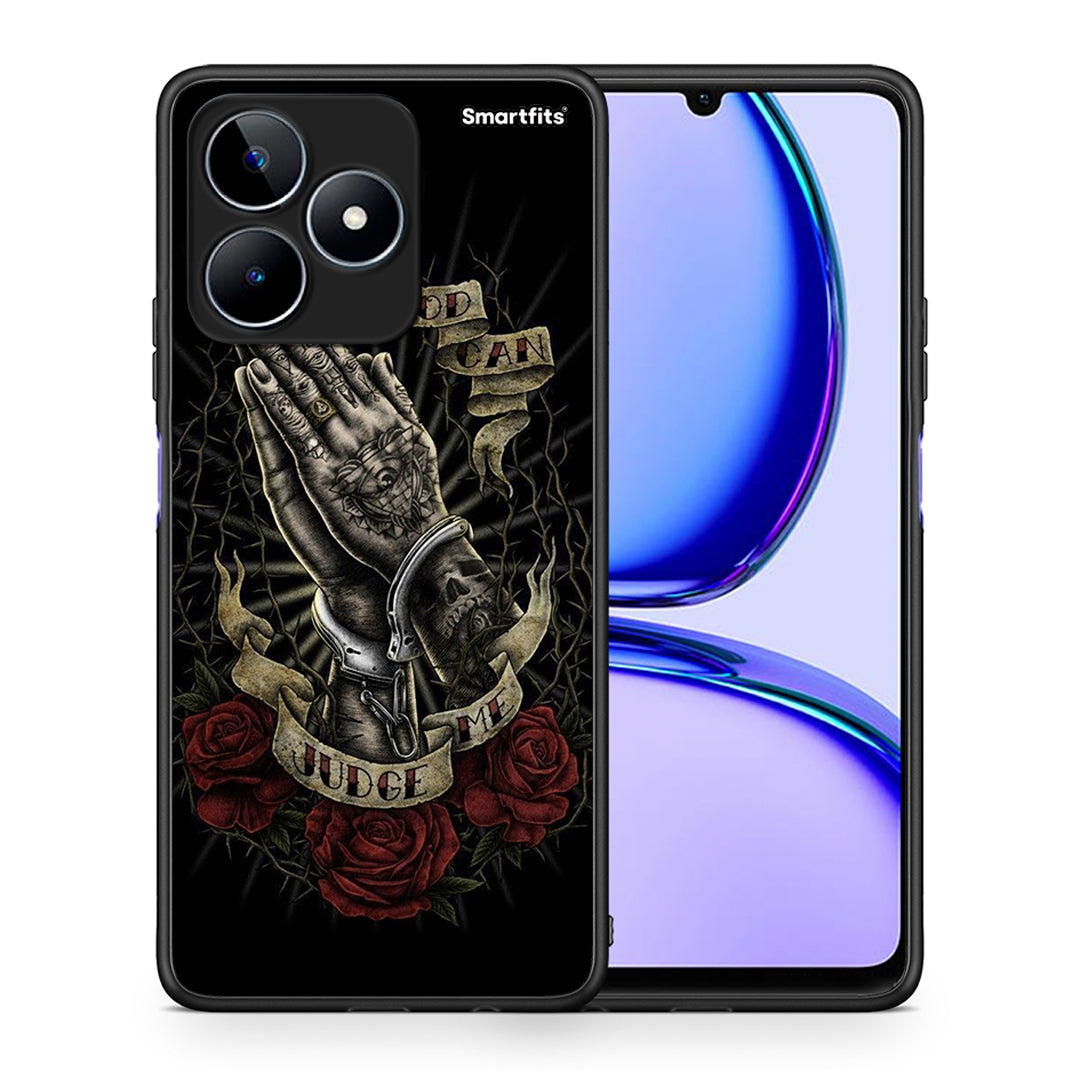 Θήκη Realme C53 Judge By God από τη Smartfits με σχέδιο στο πίσω μέρος και μαύρο περίβλημα | Realme C53 Judge By God case with colorful back and black bezels