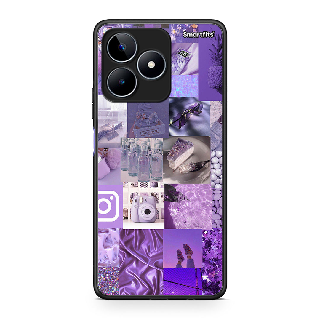 Realme C53 Purple Aesthetic Collage θήκη από τη Smartfits με σχέδιο στο πίσω μέρος και μαύρο περίβλημα | Smartphone case with colorful back and black bezels by Smartfits