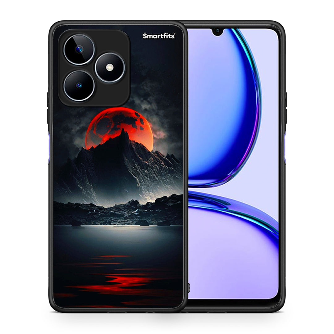 Θήκη Realme C53 Red Full Moon από τη Smartfits με σχέδιο στο πίσω μέρος και μαύρο περίβλημα | Realme C53 Red Full Moon case with colorful back and black bezels