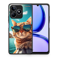 Thumbnail for Θήκη Realme C53 Summer Cat από τη Smartfits με σχέδιο στο πίσω μέρος και μαύρο περίβλημα | Realme C53 Summer Cat case with colorful back and black bezels