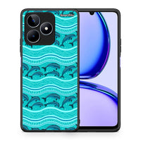 Thumbnail for Θήκη Realme C53 Swimming Dolphins από τη Smartfits με σχέδιο στο πίσω μέρος και μαύρο περίβλημα | Realme C53 Swimming Dolphins case with colorful back and black bezels