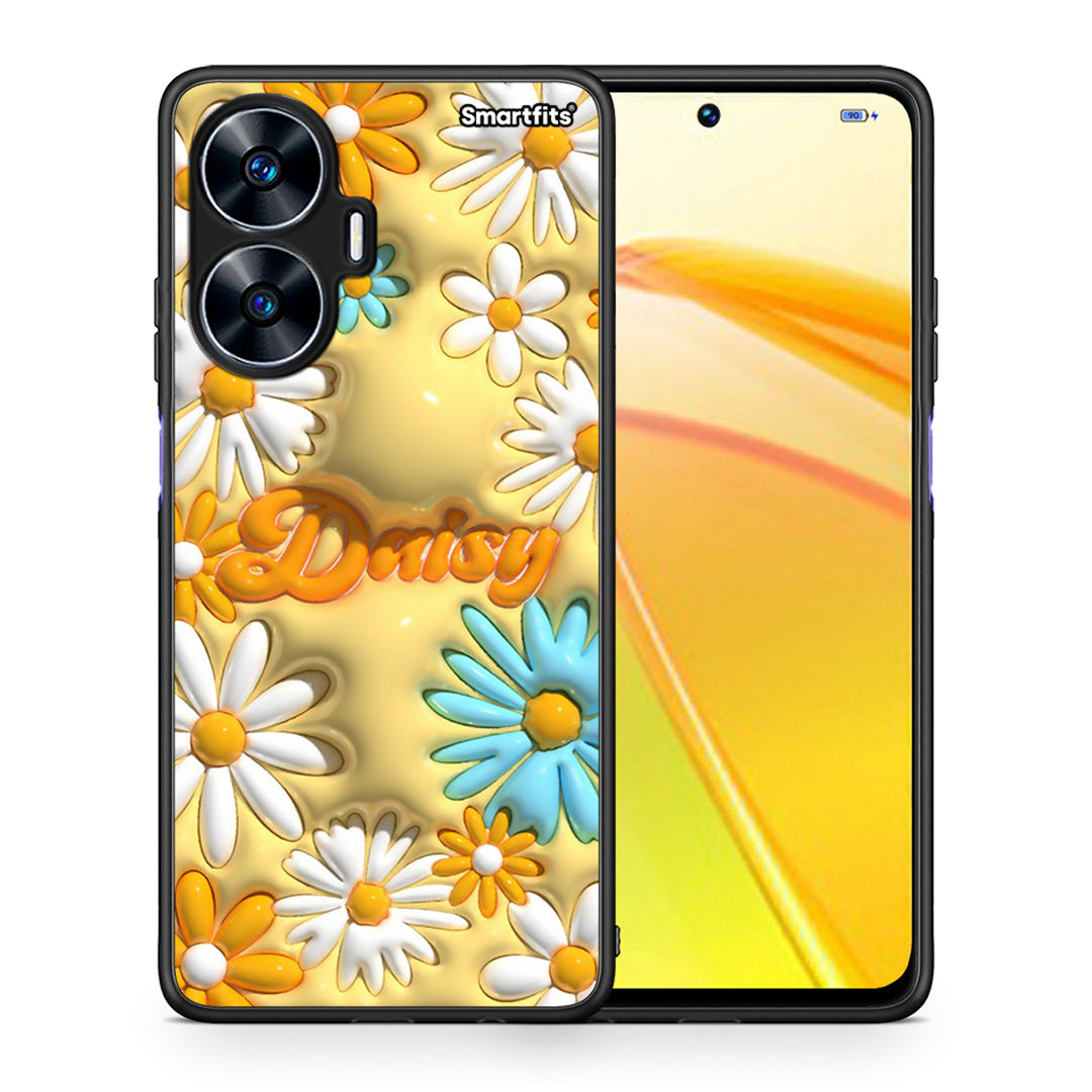 Θήκη Realme C55 Dual Bubble Daisies από τη Smartfits με σχέδιο στο πίσω μέρος και μαύρο περίβλημα | Realme C55 Dual Bubble Daisies Case with Colorful Back and Black Bezels