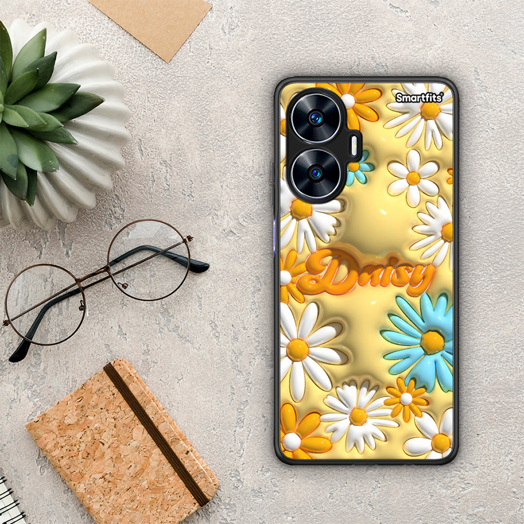 Θήκη Realme C55 Dual Bubble Daisies από τη Smartfits με σχέδιο στο πίσω μέρος και μαύρο περίβλημα | Realme C55 Dual Bubble Daisies Case with Colorful Back and Black Bezels