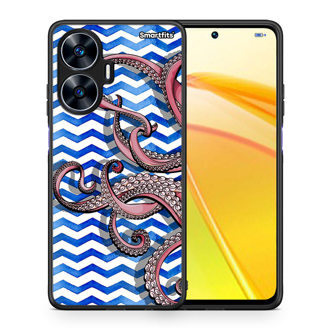 Θήκη Realme C55 Dual Chevron Devilfish από τη Smartfits με σχέδιο στο πίσω μέρος και μαύρο περίβλημα | Realme C55 Dual Chevron Devilfish Case with Colorful Back and Black Bezels