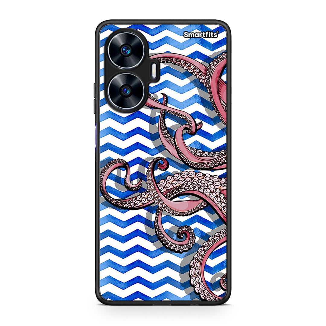 Θήκη Realme C55 Dual Chevron Devilfish από τη Smartfits με σχέδιο στο πίσω μέρος και μαύρο περίβλημα | Realme C55 Dual Chevron Devilfish Case with Colorful Back and Black Bezels