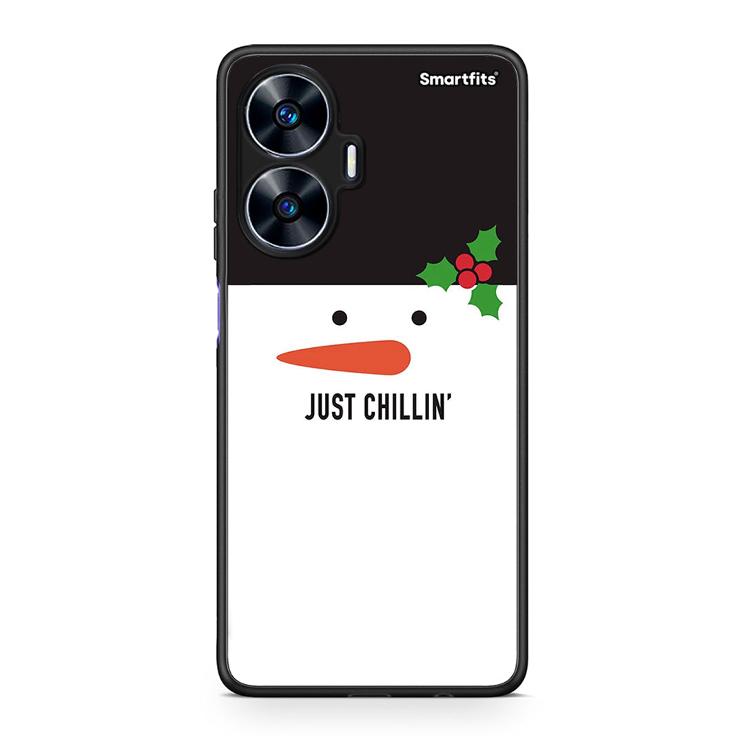 Θήκη Realme C55 Dual Christmas Chillin από τη Smartfits με σχέδιο στο πίσω μέρος και μαύρο περίβλημα | Realme C55 Dual Christmas Chillin Case with Colorful Back and Black Bezels