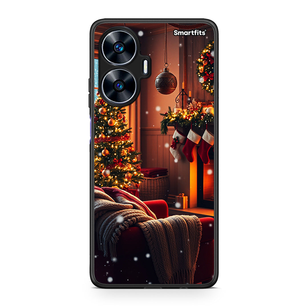 Θήκη Realme C55 Dual Home For Christmas από τη Smartfits με σχέδιο στο πίσω μέρος και μαύρο περίβλημα | Realme C55 Dual Home For Christmas Case with Colorful Back and Black Bezels