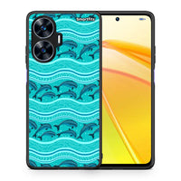 Thumbnail for Θήκη Realme C55 Dual Swimming Dolphins από τη Smartfits με σχέδιο στο πίσω μέρος και μαύρο περίβλημα | Realme C55 Dual Swimming Dolphins Case with Colorful Back and Black Bezels