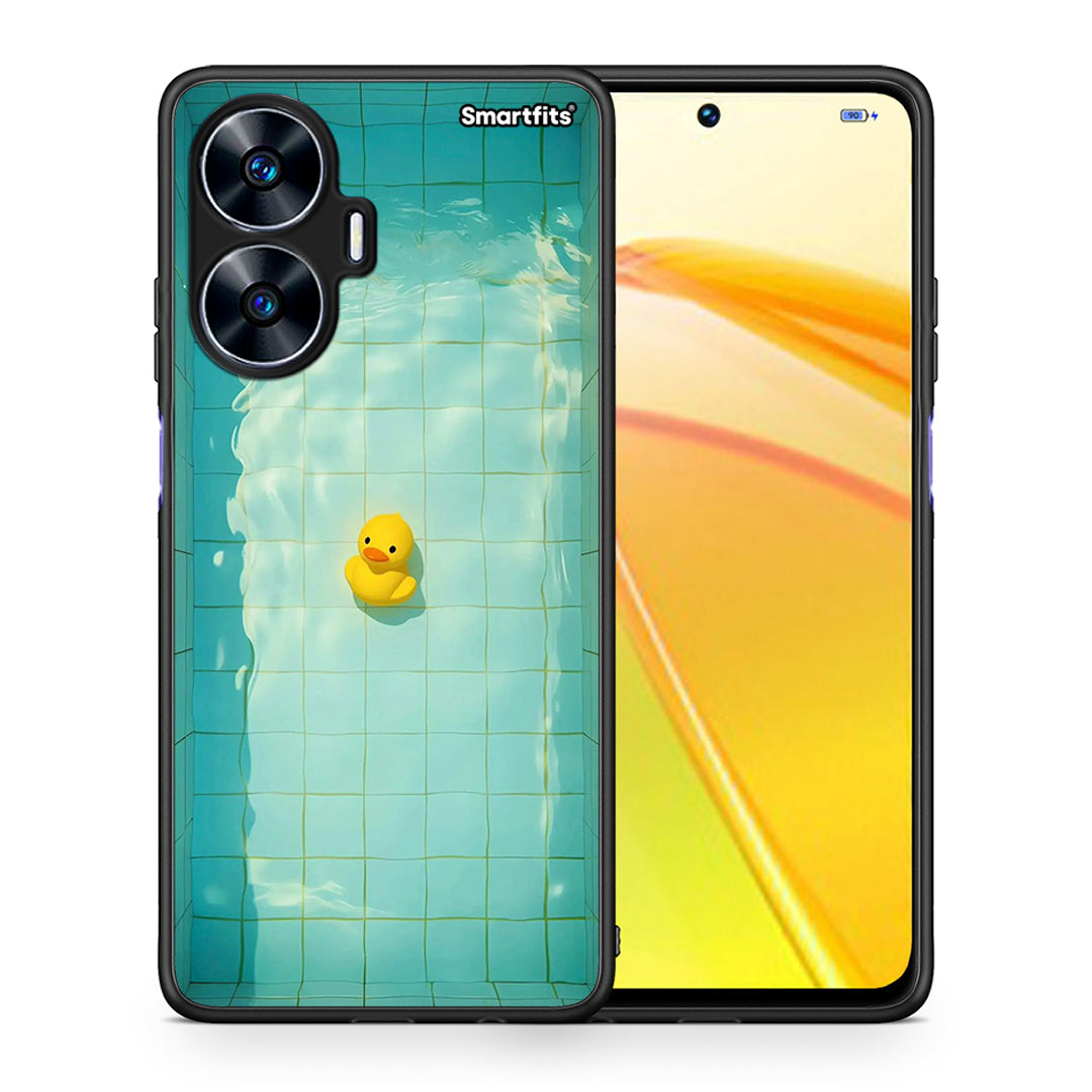 Θήκη Realme C55 Dual Yellow Duck από τη Smartfits με σχέδιο στο πίσω μέρος και μαύρο περίβλημα | Realme C55 Dual Yellow Duck Case with Colorful Back and Black Bezels