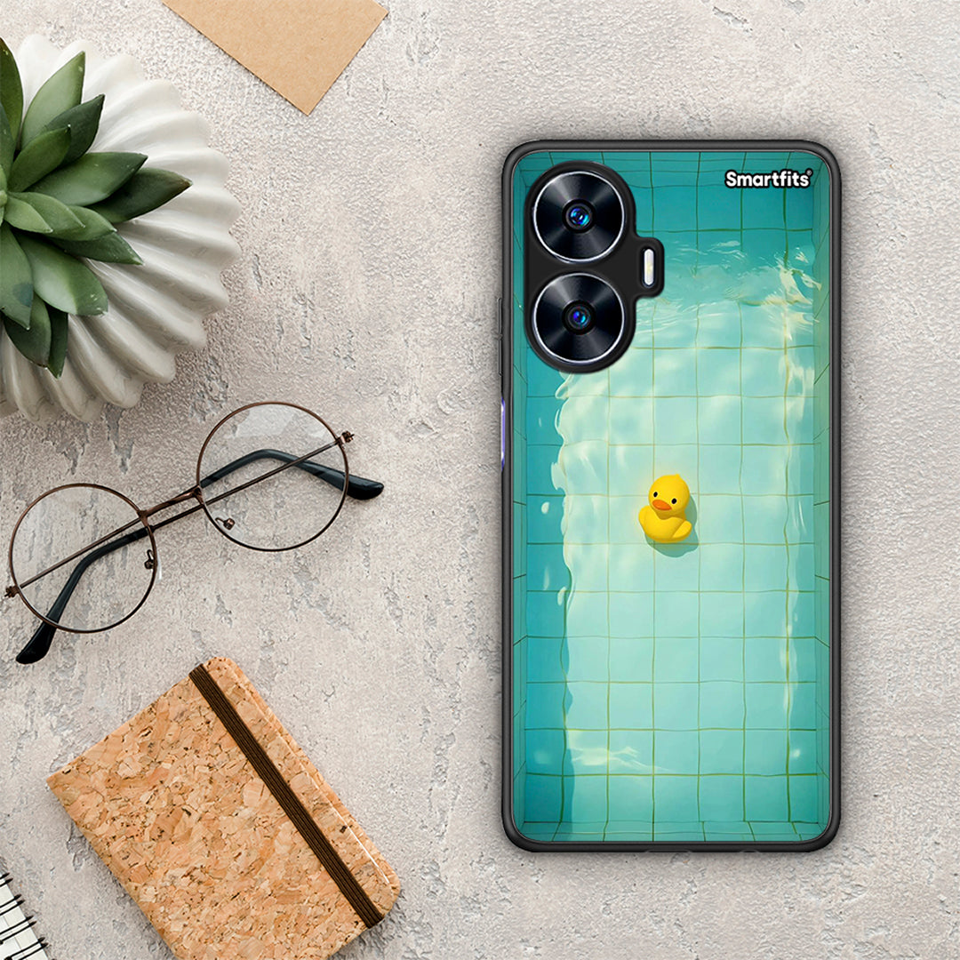 Θήκη Realme C55 Dual Yellow Duck από τη Smartfits με σχέδιο στο πίσω μέρος και μαύρο περίβλημα | Realme C55 Dual Yellow Duck Case with Colorful Back and Black Bezels