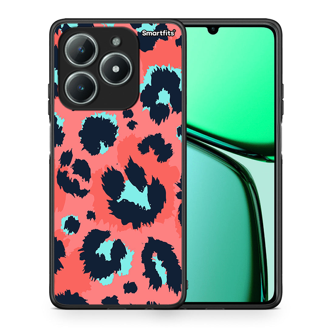 Θήκη Realme C61 Pink Leopard Animal από τη Smartfits με σχέδιο στο πίσω μέρος και μαύρο περίβλημα | Realme C61 Pink Leopard Animal case with colorful back and black bezels