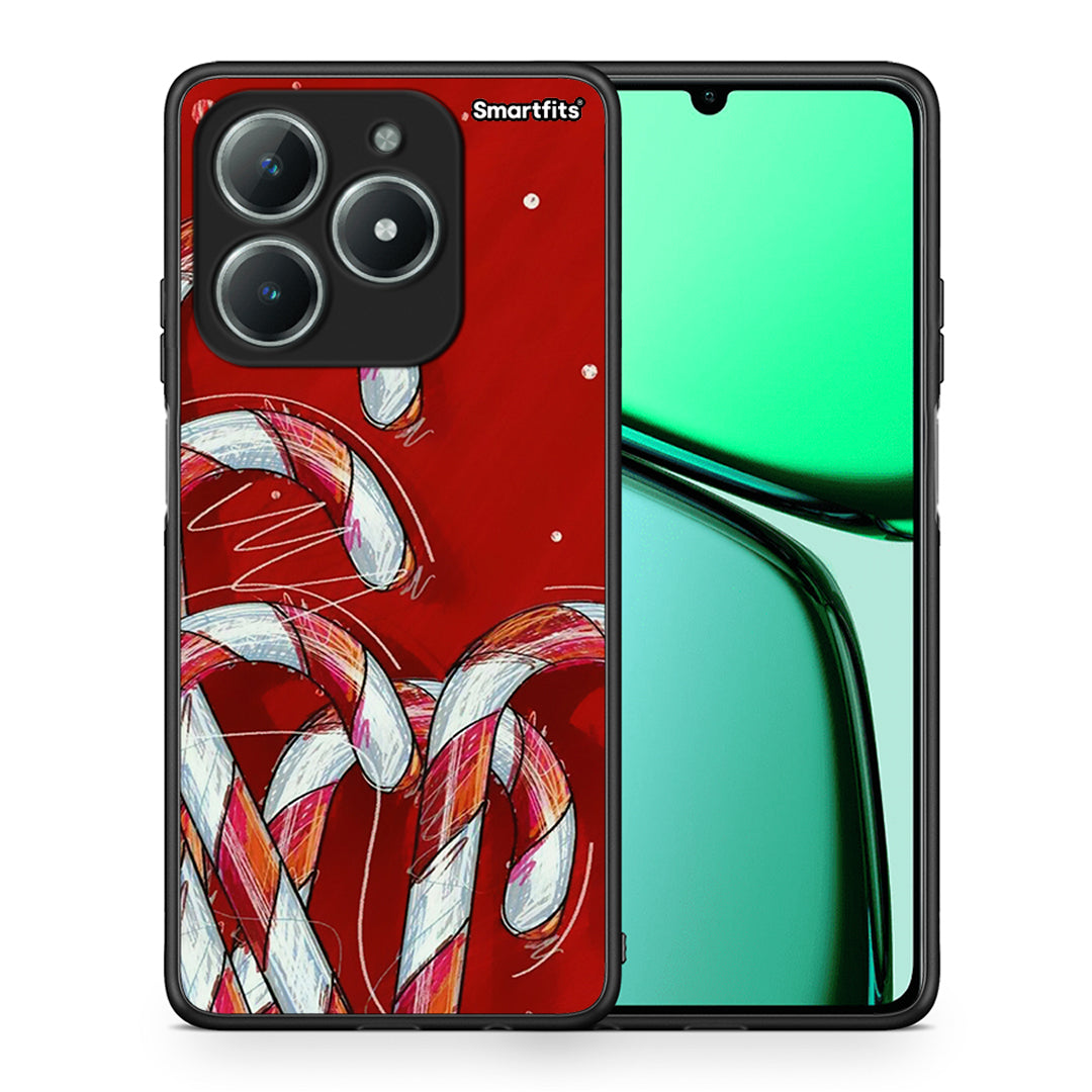 Θήκη Realme C61 Candy Cane από τη Smartfits με σχέδιο στο πίσω μέρος και μαύρο περίβλημα | Realme C61 Candy Cane case with colorful back and black bezels