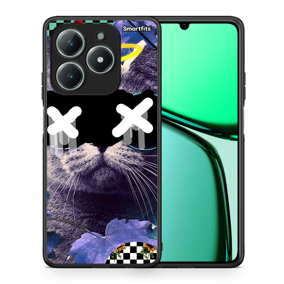 Θήκη Realme C63 4G Cat Collage από τη Smartfits με σχέδιο στο πίσω μέρος και μαύρο περίβλημα | Realme C63 4G Cat Collage case with colorful back and black bezels