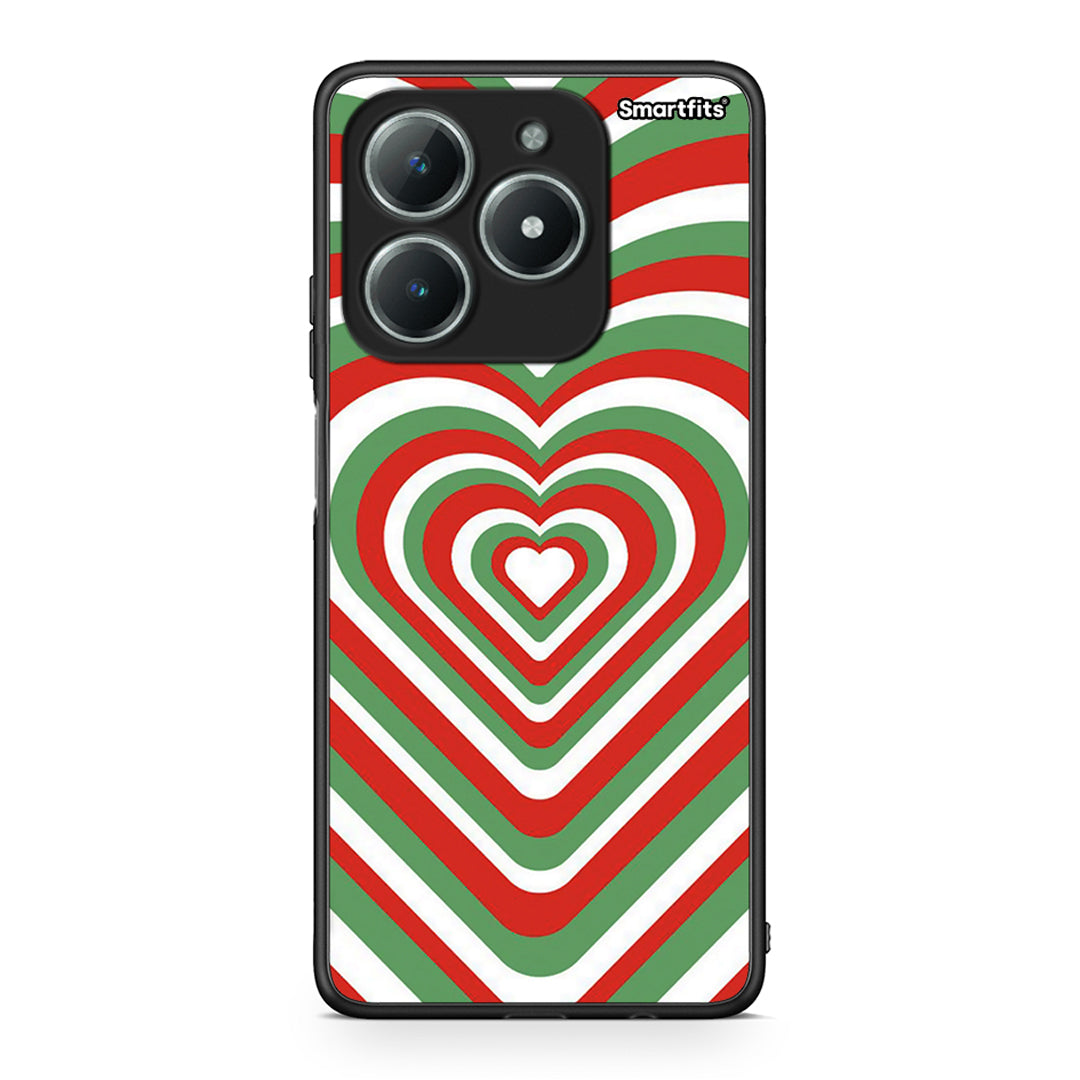 Realme C61 Christmas Hearts θήκη από τη Smartfits με σχέδιο στο πίσω μέρος και μαύρο περίβλημα | Smartphone case with colorful back and black bezels by Smartfits