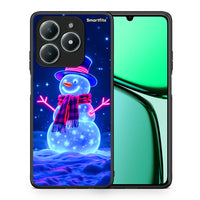 Thumbnail for Θήκη Realme C61 Christmas Neon Snowman από τη Smartfits με σχέδιο στο πίσω μέρος και μαύρο περίβλημα | Realme C61 Christmas Neon Snowman case with colorful back and black bezels