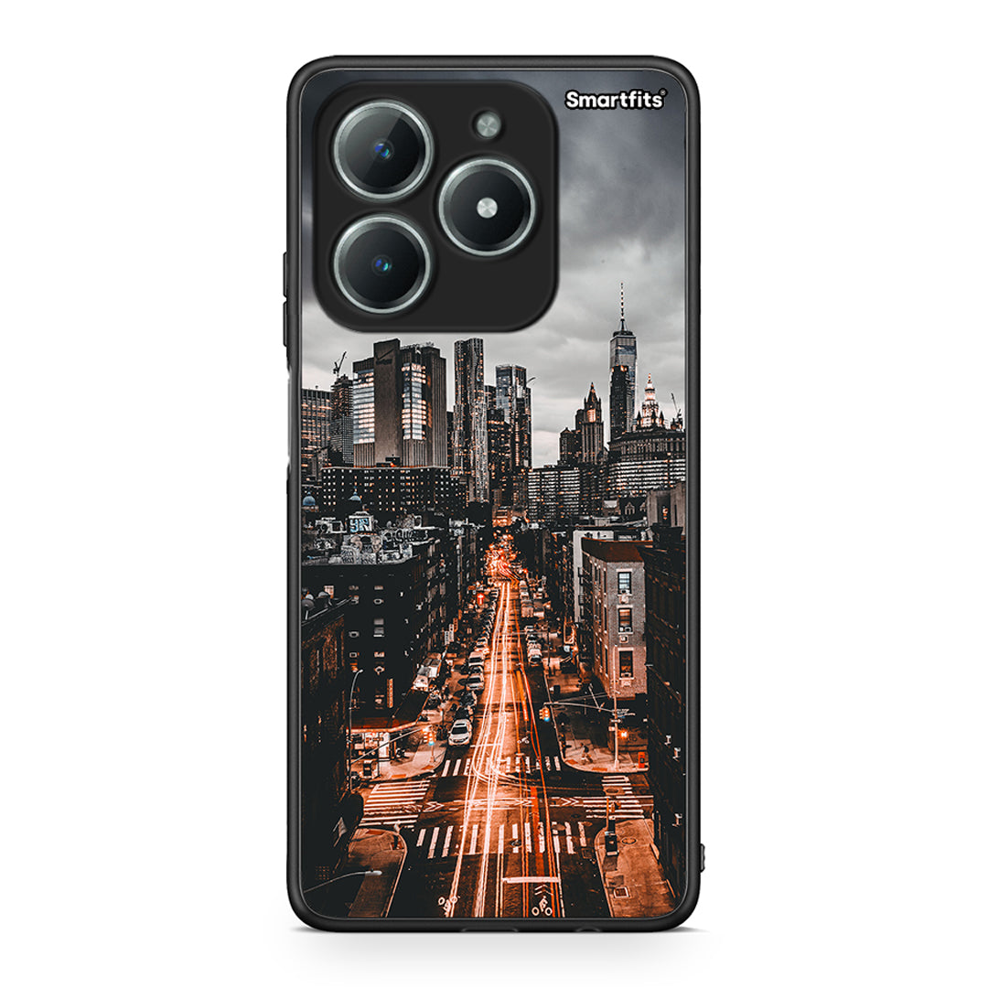 Realme C63 4G City Lights θήκη από τη Smartfits με σχέδιο στο πίσω μέρος και μαύρο περίβλημα | Smartphone case with colorful back and black bezels by Smartfits