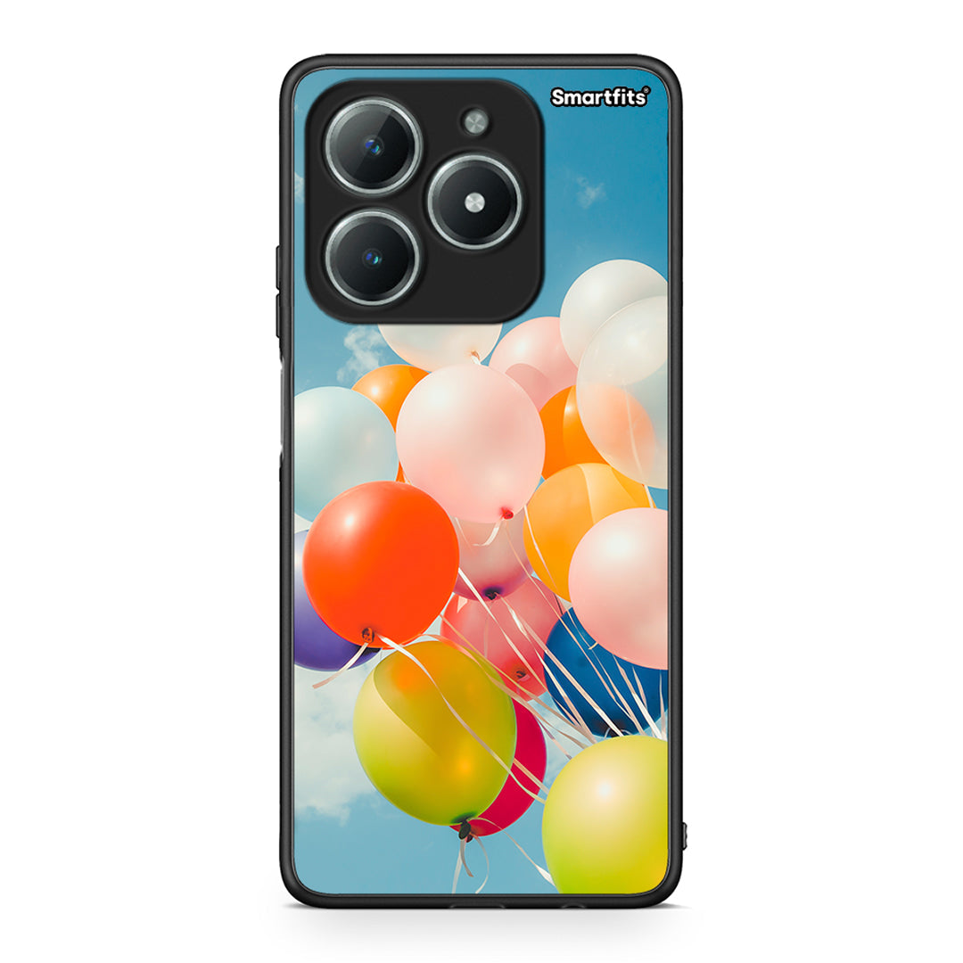 Realme C61 Colorful Balloons θήκη από τη Smartfits με σχέδιο στο πίσω μέρος και μαύρο περίβλημα | Smartphone case with colorful back and black bezels by Smartfits