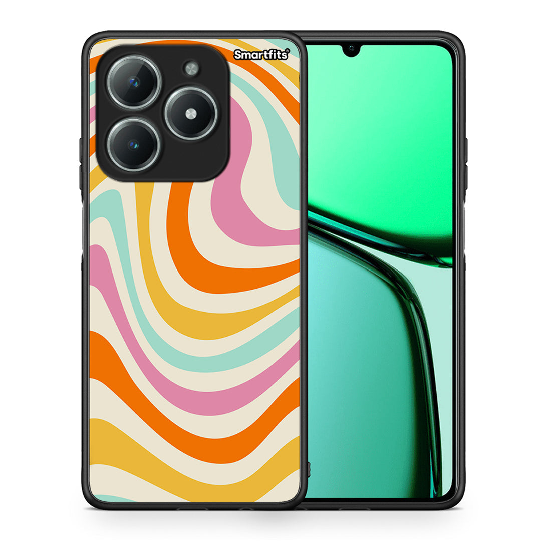 Θήκη Realme C61 Colourful Waves από τη Smartfits με σχέδιο στο πίσω μέρος και μαύρο περίβλημα | Realme C61 Colourful Waves case with colorful back and black bezels