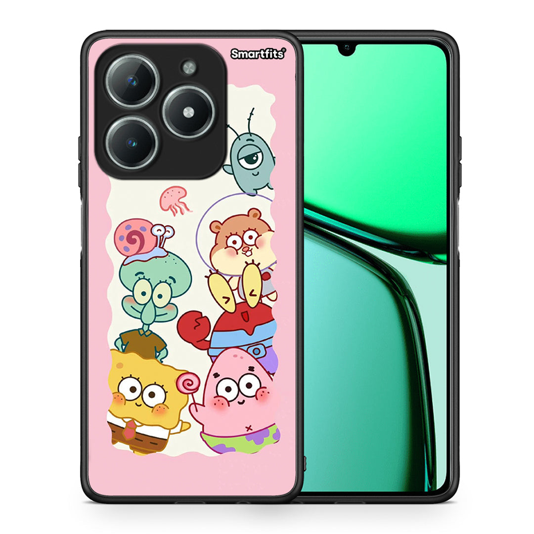 Θήκη Realme C61 Cute Companion από τη Smartfits με σχέδιο στο πίσω μέρος και μαύρο περίβλημα | Realme C61 Cute Companion case with colorful back and black bezels