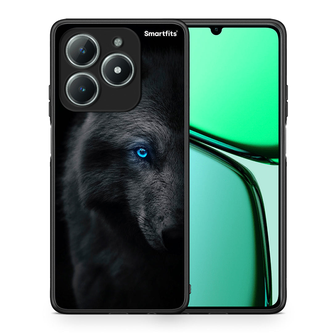 Θήκη Realme C61 Dark Wolf από τη Smartfits με σχέδιο στο πίσω μέρος και μαύρο περίβλημα | Realme C61 Dark Wolf case with colorful back and black bezels