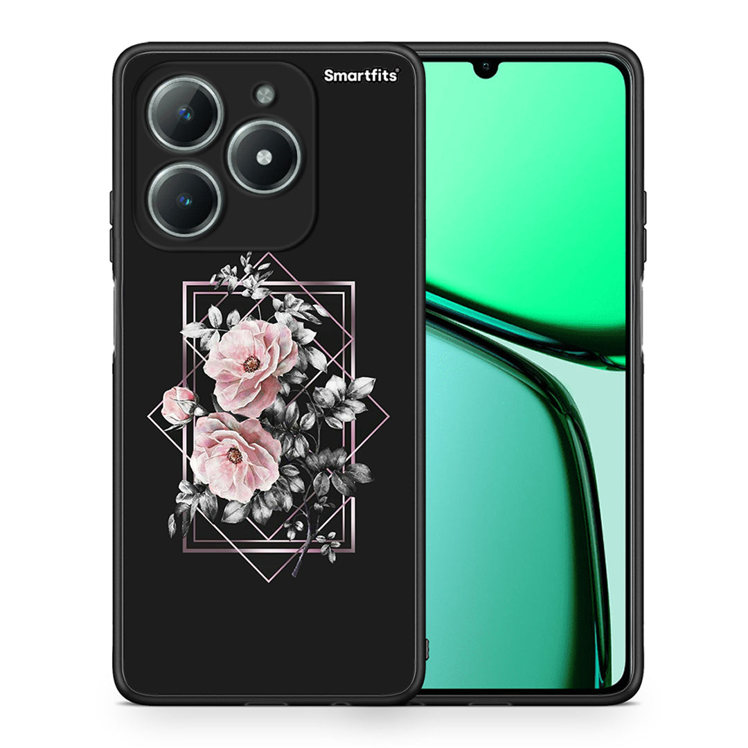 Θήκη Realme C63 4G Frame Flower από τη Smartfits με σχέδιο στο πίσω μέρος και μαύρο περίβλημα | Realme C63 4G Frame Flower case with colorful back and black bezels