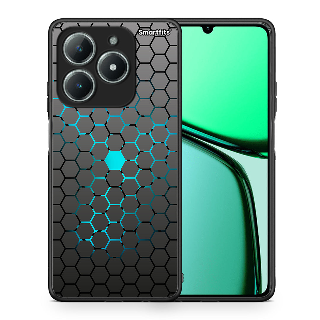 Θήκη Realme C61 Hexagonal Geometric από τη Smartfits με σχέδιο στο πίσω μέρος και μαύρο περίβλημα | Realme C61 Hexagonal Geometric case with colorful back and black bezels