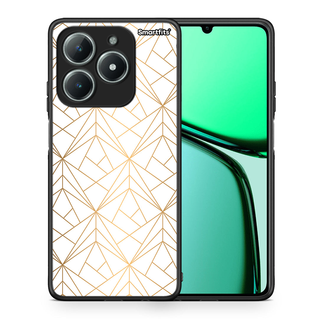 Θήκη Realme C63 4G Luxury White Geometric από τη Smartfits με σχέδιο στο πίσω μέρος και μαύρο περίβλημα | Realme C63 4G Luxury White Geometric case with colorful back and black bezels