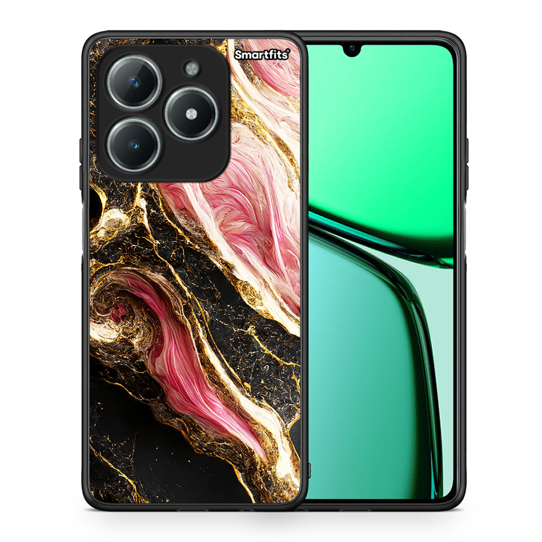 Θήκη Realme C61 Glamorous Pink Marble από τη Smartfits με σχέδιο στο πίσω μέρος και μαύρο περίβλημα | Realme C61 Glamorous Pink Marble case with colorful back and black bezels