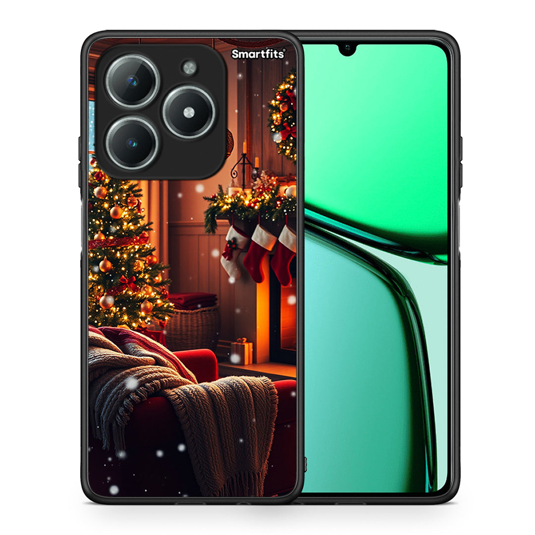 Θήκη Realme C61 Home For Christmas από τη Smartfits με σχέδιο στο πίσω μέρος και μαύρο περίβλημα | Realme C61 Home For Christmas case with colorful back and black bezels