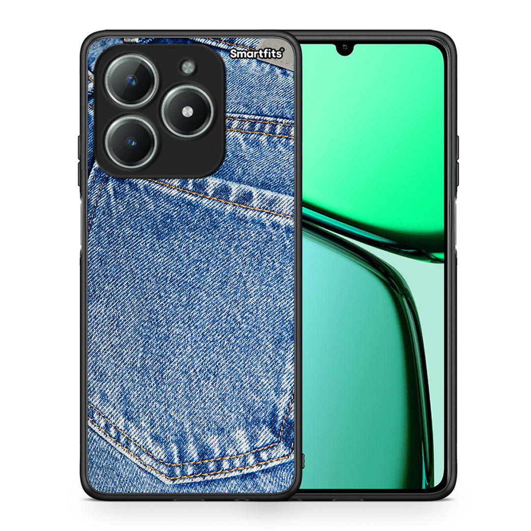 Θήκη Realme C61 Jeans Pocket από τη Smartfits με σχέδιο στο πίσω μέρος και μαύρο περίβλημα | Realme C61 Jeans Pocket case with colorful back and black bezels