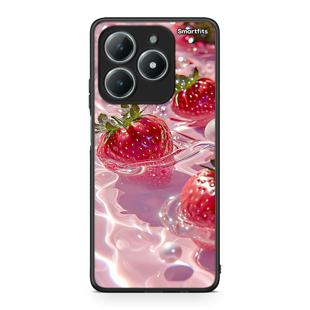 Realme C63 4G Juicy Strawberries θήκη από τη Smartfits με σχέδιο στο πίσω μέρος και μαύρο περίβλημα | Smartphone case with colorful back and black bezels by Smartfits