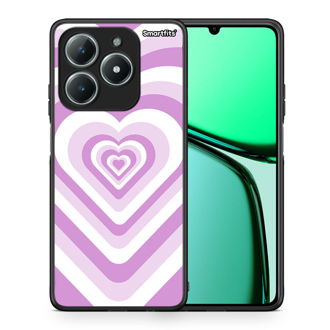 Θήκη Realme C61 Lilac Hearts από τη Smartfits με σχέδιο στο πίσω μέρος και μαύρο περίβλημα | Realme C61 Lilac Hearts case with colorful back and black bezels