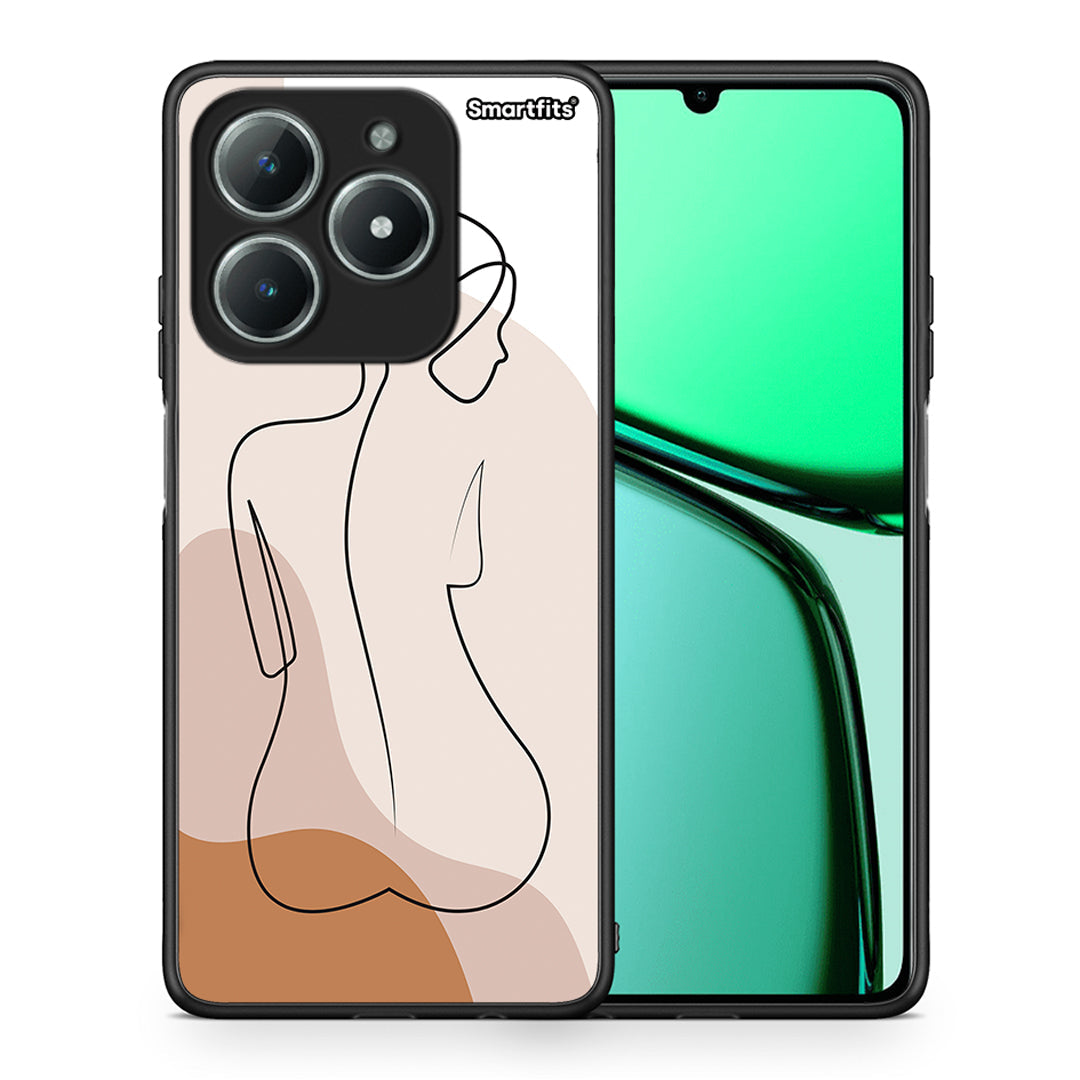 Θήκη Realme C63 4G LineArt Woman από τη Smartfits με σχέδιο στο πίσω μέρος και μαύρο περίβλημα | Realme C63 4G LineArt Woman case with colorful back and black bezels