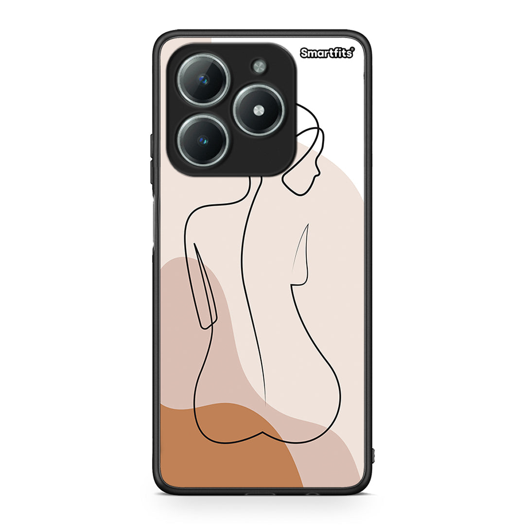 Realme C63 4G LineArt Woman θήκη από τη Smartfits με σχέδιο στο πίσω μέρος και μαύρο περίβλημα | Smartphone case with colorful back and black bezels by Smartfits