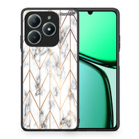 Thumbnail for Θήκη Realme C61 Gold Geometric Marble από τη Smartfits με σχέδιο στο πίσω μέρος και μαύρο περίβλημα | Realme C61 Gold Geometric Marble case with colorful back and black bezels