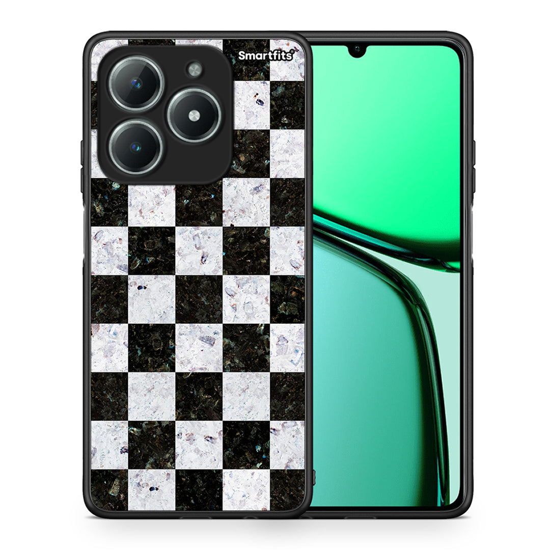 Θήκη Realme C61 Square Geometric Marble από τη Smartfits με σχέδιο στο πίσω μέρος και μαύρο περίβλημα | Realme C61 Square Geometric Marble case with colorful back and black bezels