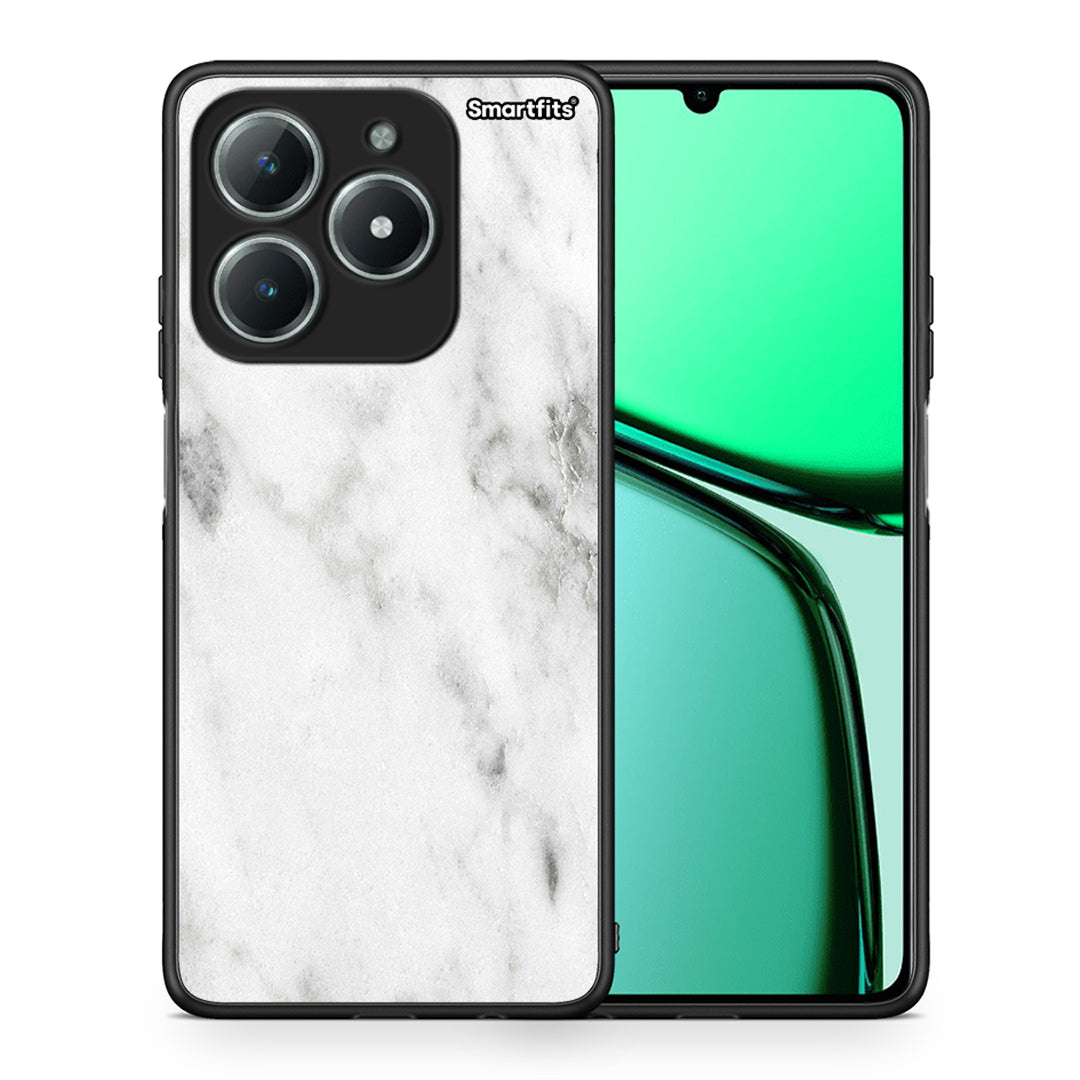 Θήκη Realme C63 4G White Marble από τη Smartfits με σχέδιο στο πίσω μέρος και μαύρο περίβλημα | Realme C63 4G White Marble case with colorful back and black bezels