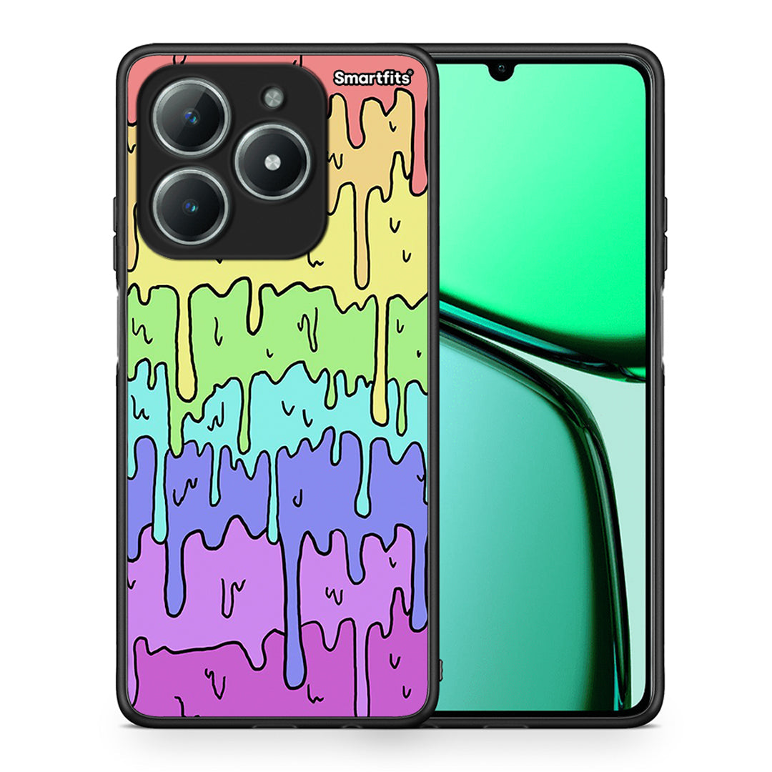 Θήκη Realme C61 Melting Rainbow από τη Smartfits με σχέδιο στο πίσω μέρος και μαύρο περίβλημα | Realme C61 Melting Rainbow case with colorful back and black bezels