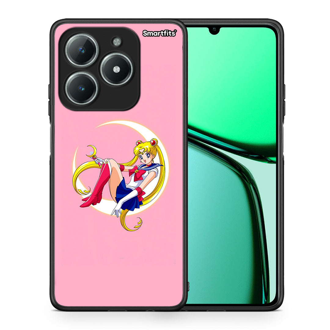 Θήκη Realme C61 Moon Girl από τη Smartfits με σχέδιο στο πίσω μέρος και μαύρο περίβλημα | Realme C61 Moon Girl case with colorful back and black bezels