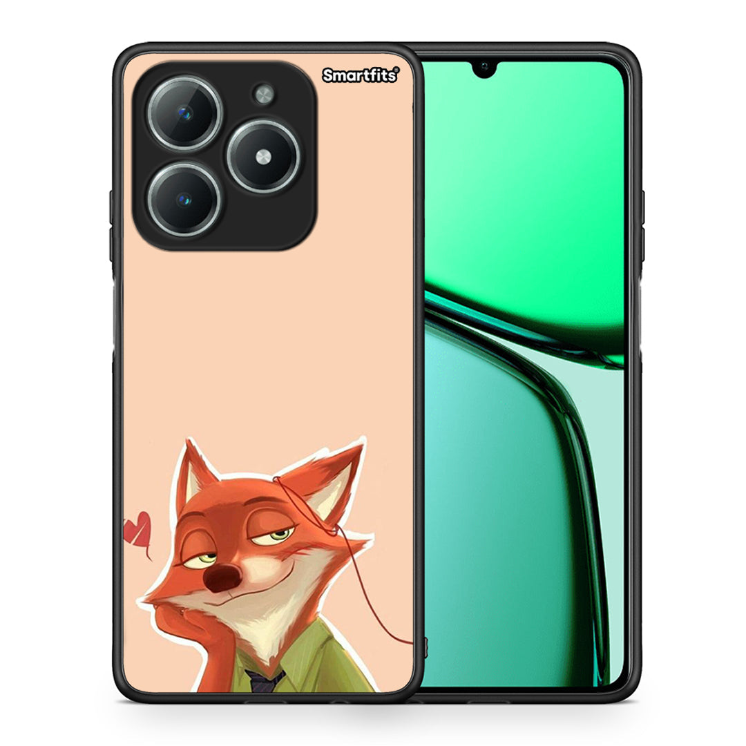 Θήκη Realme C63 4G Nick Wilde And Judy Hopps Love 1 από τη Smartfits με σχέδιο στο πίσω μέρος και μαύρο περίβλημα | Realme C63 4G Nick Wilde And Judy Hopps Love 1 case with colorful back and black bezels