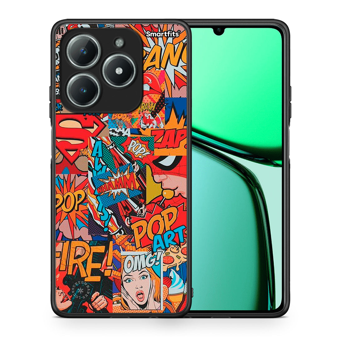 Θήκη Realme C63 4G PopArt OMG από τη Smartfits με σχέδιο στο πίσω μέρος και μαύρο περίβλημα | Realme C63 4G PopArt OMG case with colorful back and black bezels