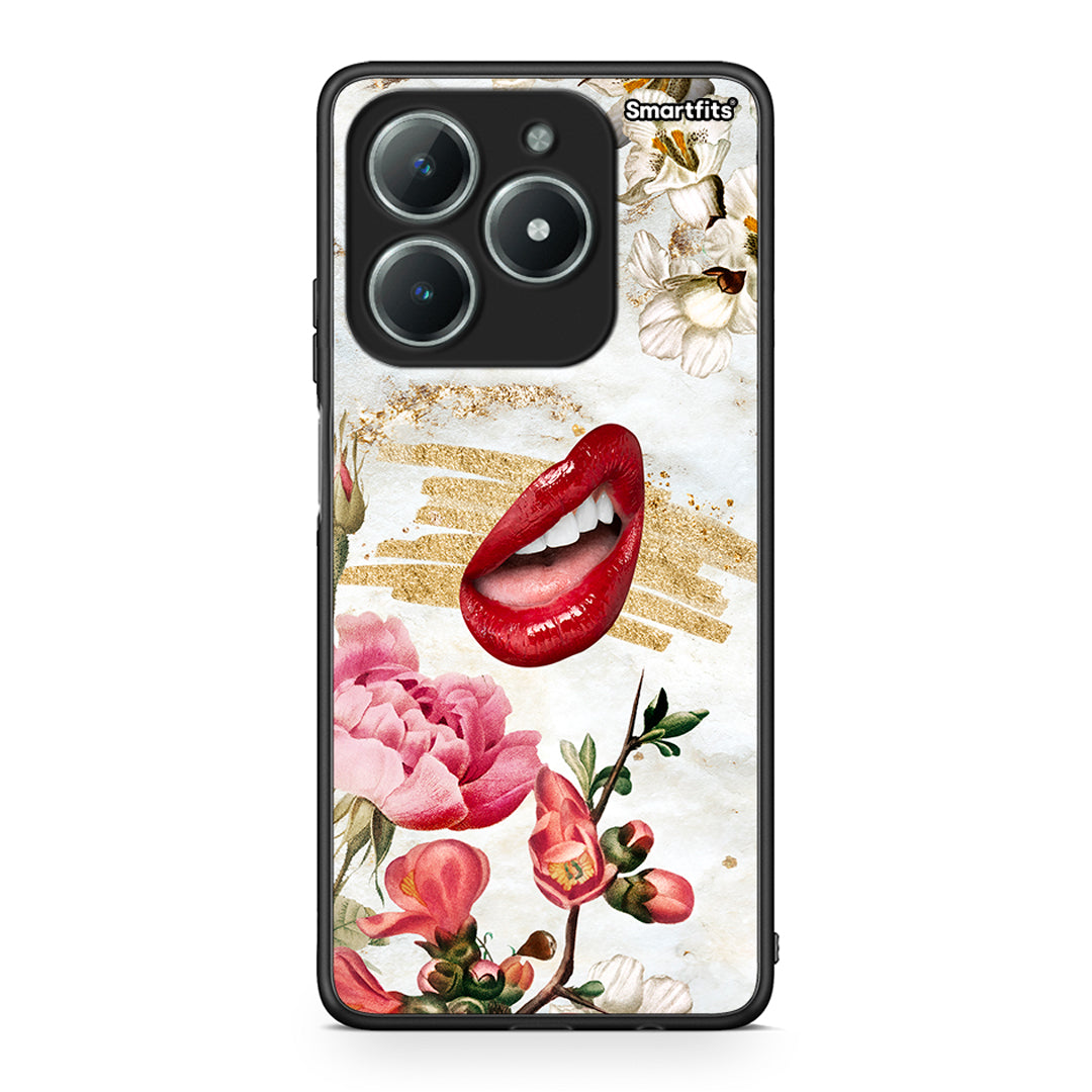 Realme C61 Red Lips θήκη από τη Smartfits με σχέδιο στο πίσω μέρος και μαύρο περίβλημα | Smartphone case with colorful back and black bezels by Smartfits