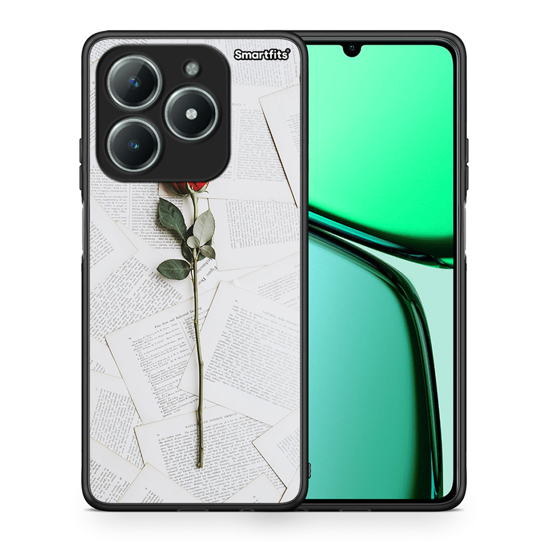 Θήκη Realme C63 4G Red Rose από τη Smartfits με σχέδιο στο πίσω μέρος και μαύρο περίβλημα | Realme C63 4G Red Rose case with colorful back and black bezels