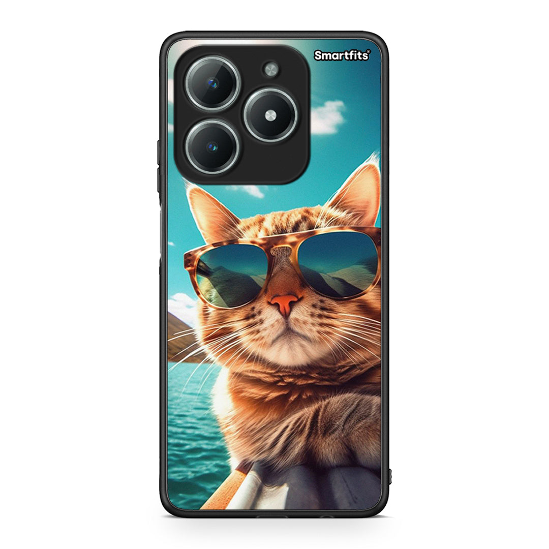 Realme C63 4G Summer Cat θήκη από τη Smartfits με σχέδιο στο πίσω μέρος και μαύρο περίβλημα | Smartphone case with colorful back and black bezels by Smartfits