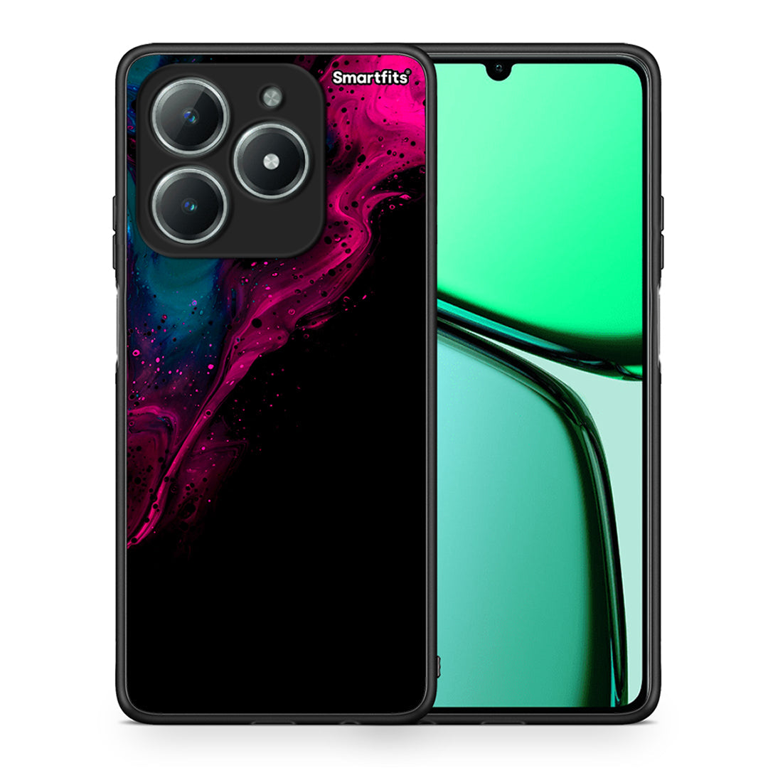 Θήκη Realme C63 4G Pink Black Watercolor από τη Smartfits με σχέδιο στο πίσω μέρος και μαύρο περίβλημα | Realme C63 4G Pink Black Watercolor case with colorful back and black bezels