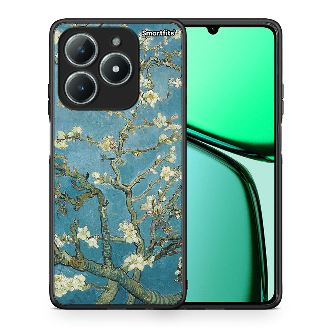 Θήκη Realme C61 White Blossoms από τη Smartfits με σχέδιο στο πίσω μέρος και μαύρο περίβλημα | Realme C61 White Blossoms case with colorful back and black bezels