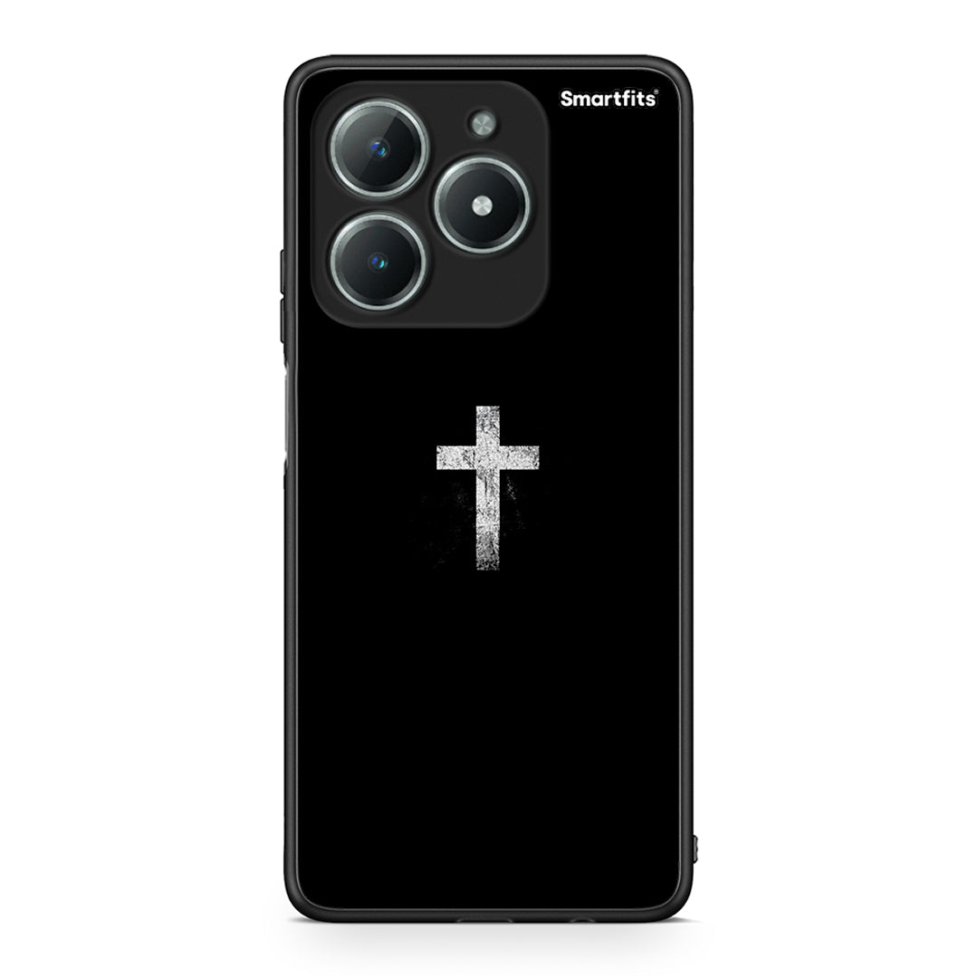 Realme C63 4G White Cross θήκη από τη Smartfits με σχέδιο στο πίσω μέρος και μαύρο περίβλημα | Smartphone case with colorful back and black bezels by Smartfits