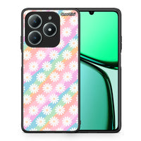 Thumbnail for Θήκη Realme C63 4G White Daisies από τη Smartfits με σχέδιο στο πίσω μέρος και μαύρο περίβλημα | Realme C63 4G White Daisies case with colorful back and black bezels