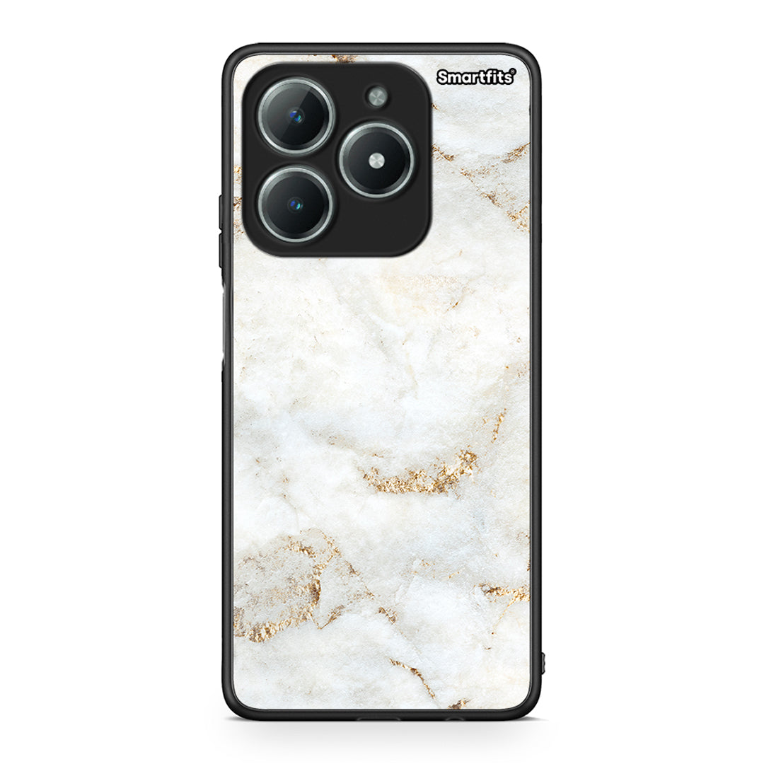 Realme C61 White Gold Marble θήκη από τη Smartfits με σχέδιο στο πίσω μέρος και μαύρο περίβλημα | Smartphone case with colorful back and black bezels by Smartfits