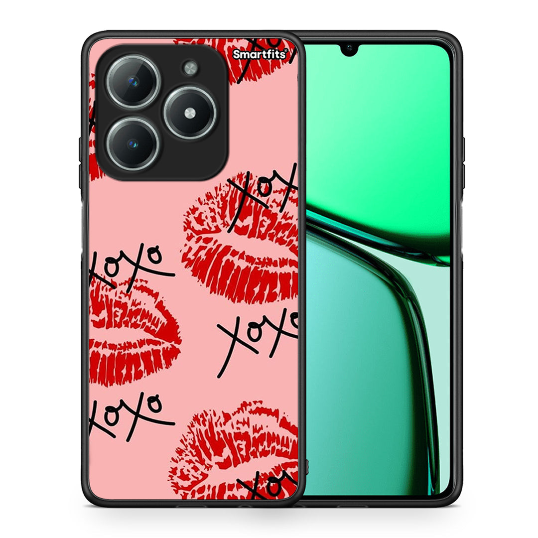 Θήκη Realme C63 4G XOXO Lips από τη Smartfits με σχέδιο στο πίσω μέρος και μαύρο περίβλημα | Realme C63 4G XOXO Lips case with colorful back and black bezels